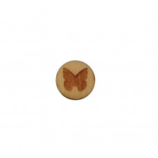Cabochon aus Holz, flach, Schmetterling, natur, 12mm